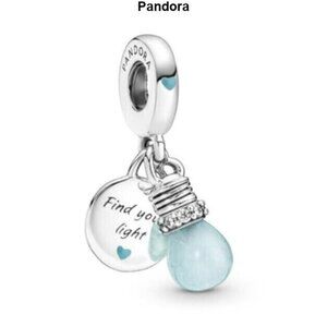 Pandora Silver Blue Light Bulb�M?Pendant , Dangle S925ALE Charm